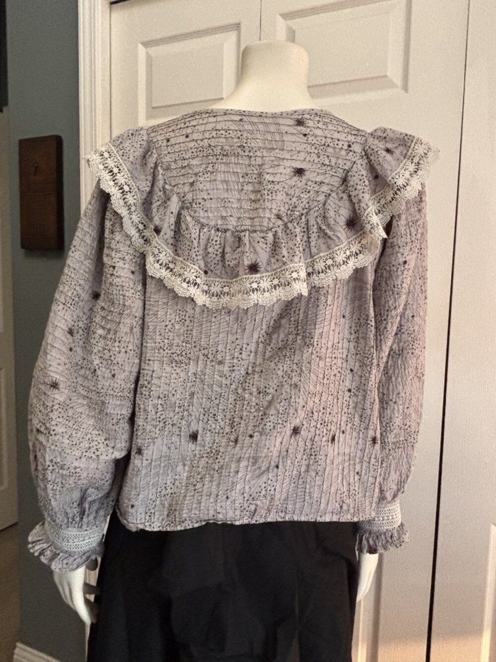 Smitten Cotton Blouse Lace Pintuck Cottagecore Prairie Victorian Medium - Picture 4 of 5